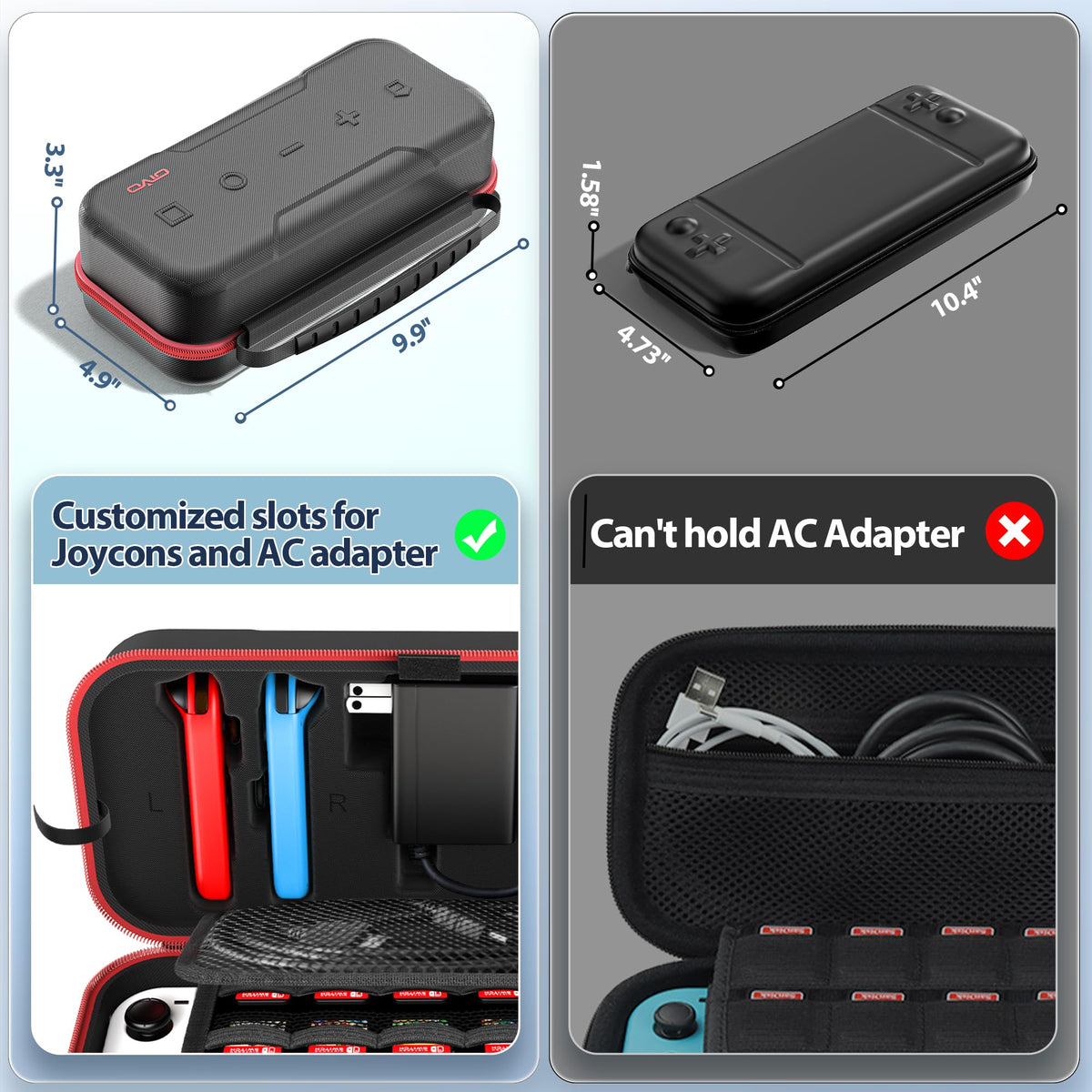 OIVO Switch Cases OLED Carrying Case Red Portable Storage Nylon NEW