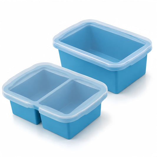 UESJKHOA Silicone Containers Freezer Tray with Lid 500ml Meal Prep Container NEW