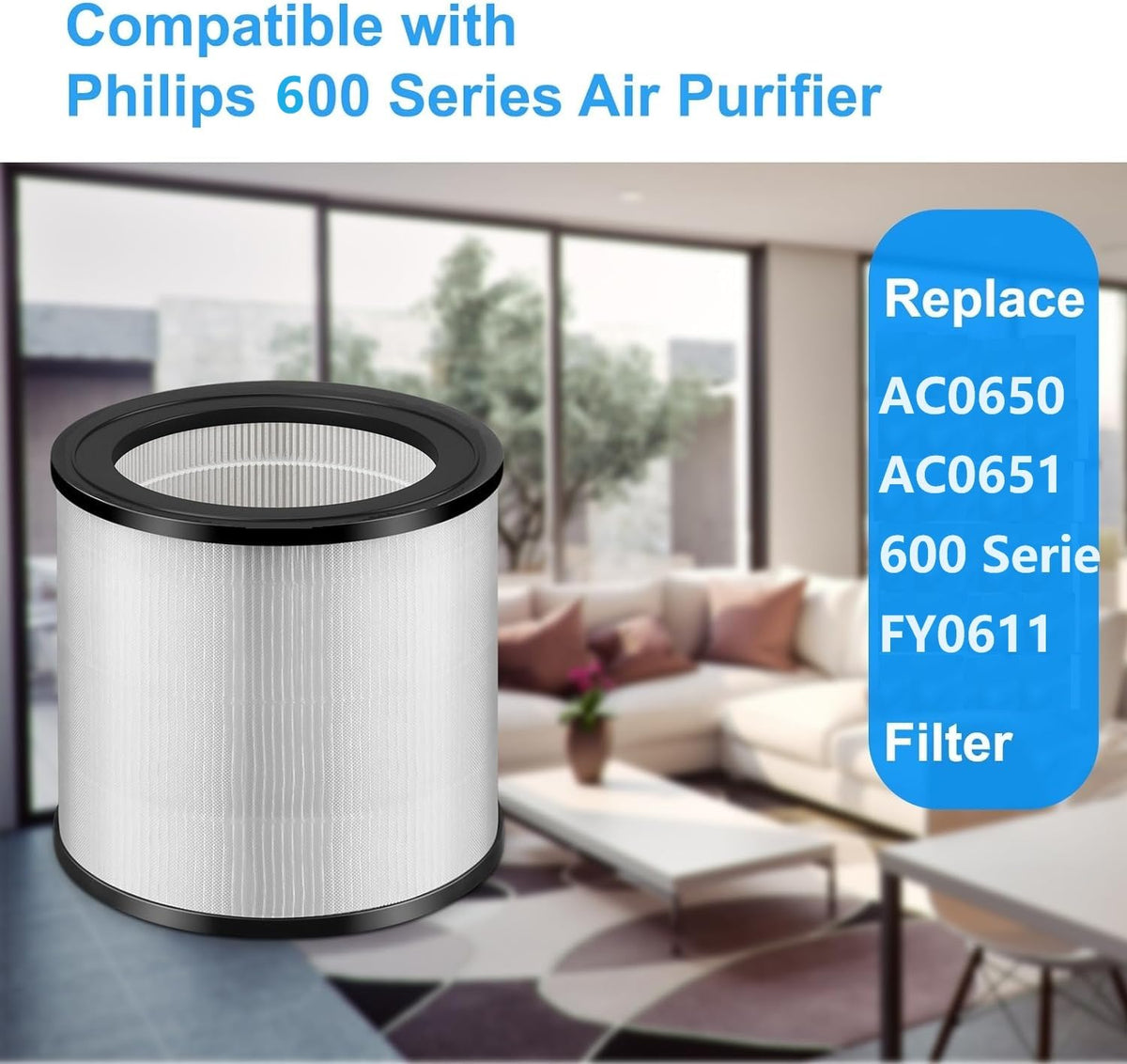 NIVMOWN HEPA Filter Replacement for Philips Air Purifier 600i NEW