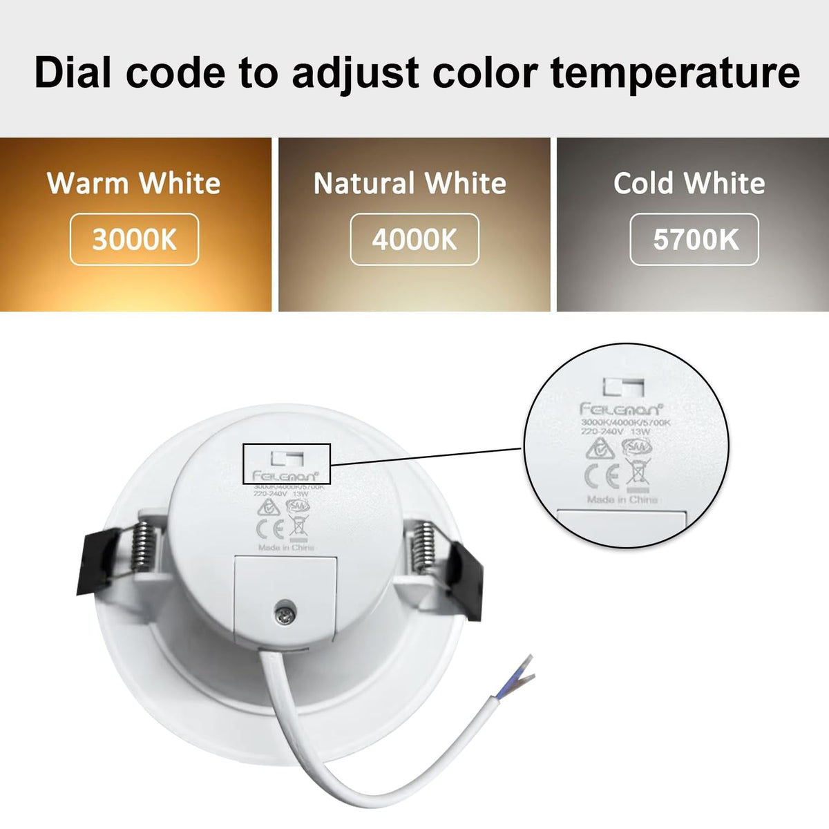 FEILEMAN 13W Recessed Downlight Ceiling Light Super Bright White DEMO