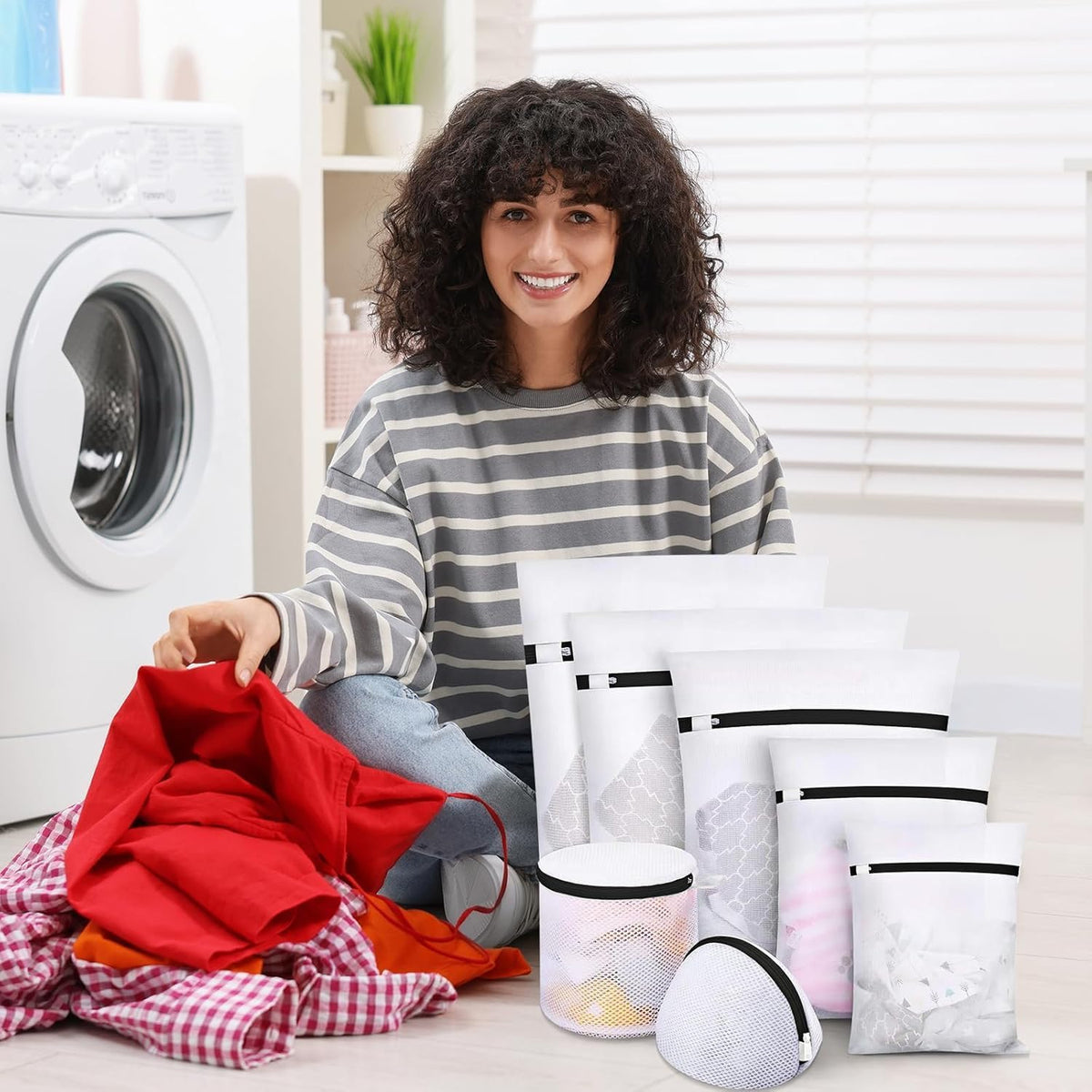 LOTOVEUE Black Mesh Laundry Bags for Delicates - 7 Piece Set NEW