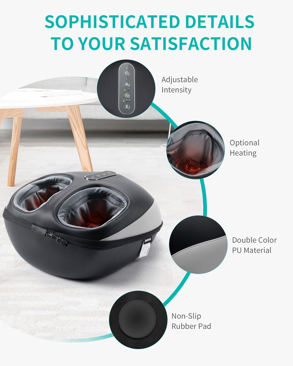 Nekteck Electric Foot Spa Massager with Heat & Deep Kneading Black DEMO