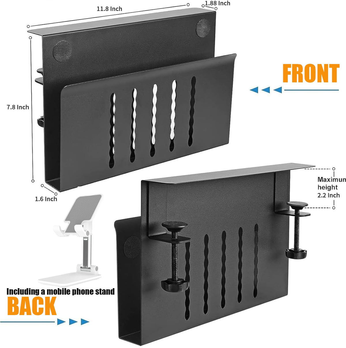 NuoShuang Black Stands Steel Desk Organizer Stand with Magnetic Pen Holder DEMO