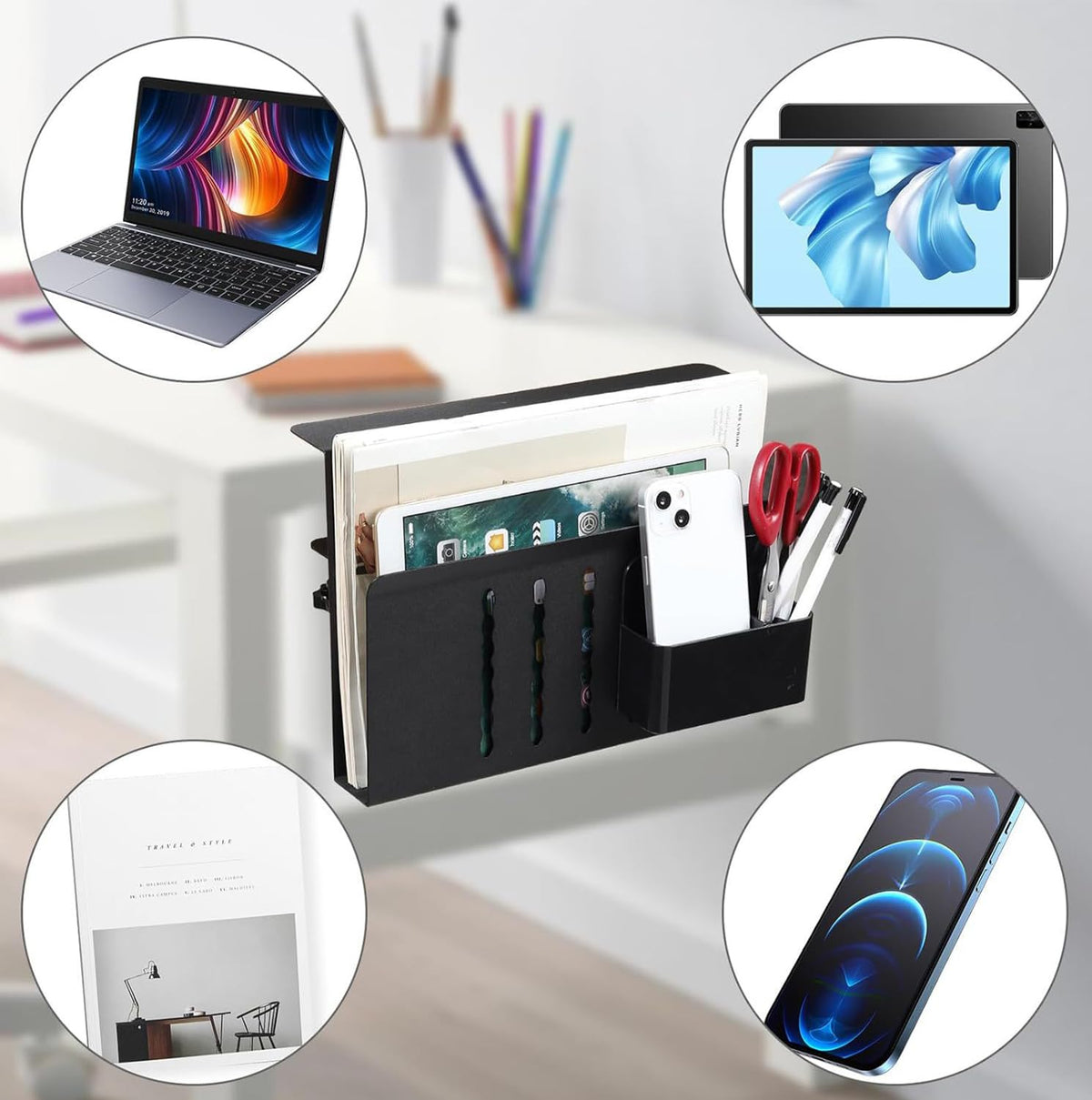 NuoShuang Black Stands Steel Desk Organizer Stand with Magnetic Pen Holder DEMO