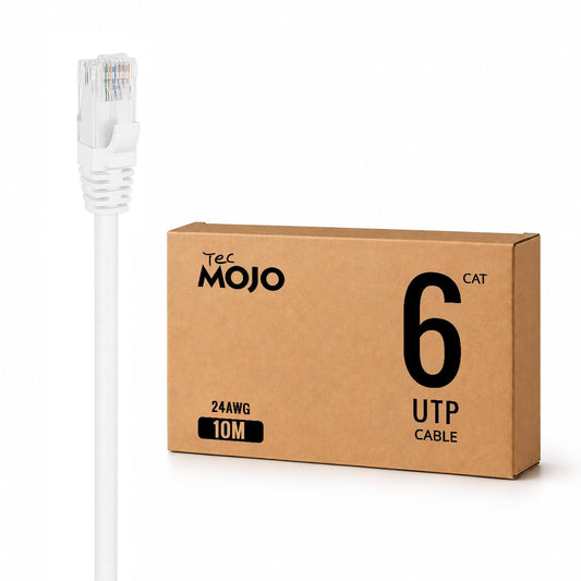 Tecmojo Cat 6 Ethernet Cable 10M Gigabit RJ45 LAN White Cord NEW