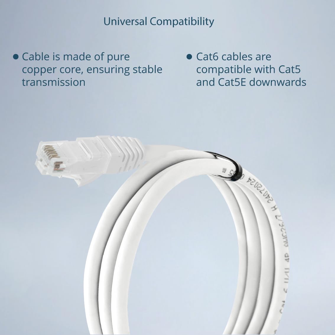 Tecmojo Cat 6 Ethernet Cable 10M Gigabit RJ45 LAN White Cord NEW