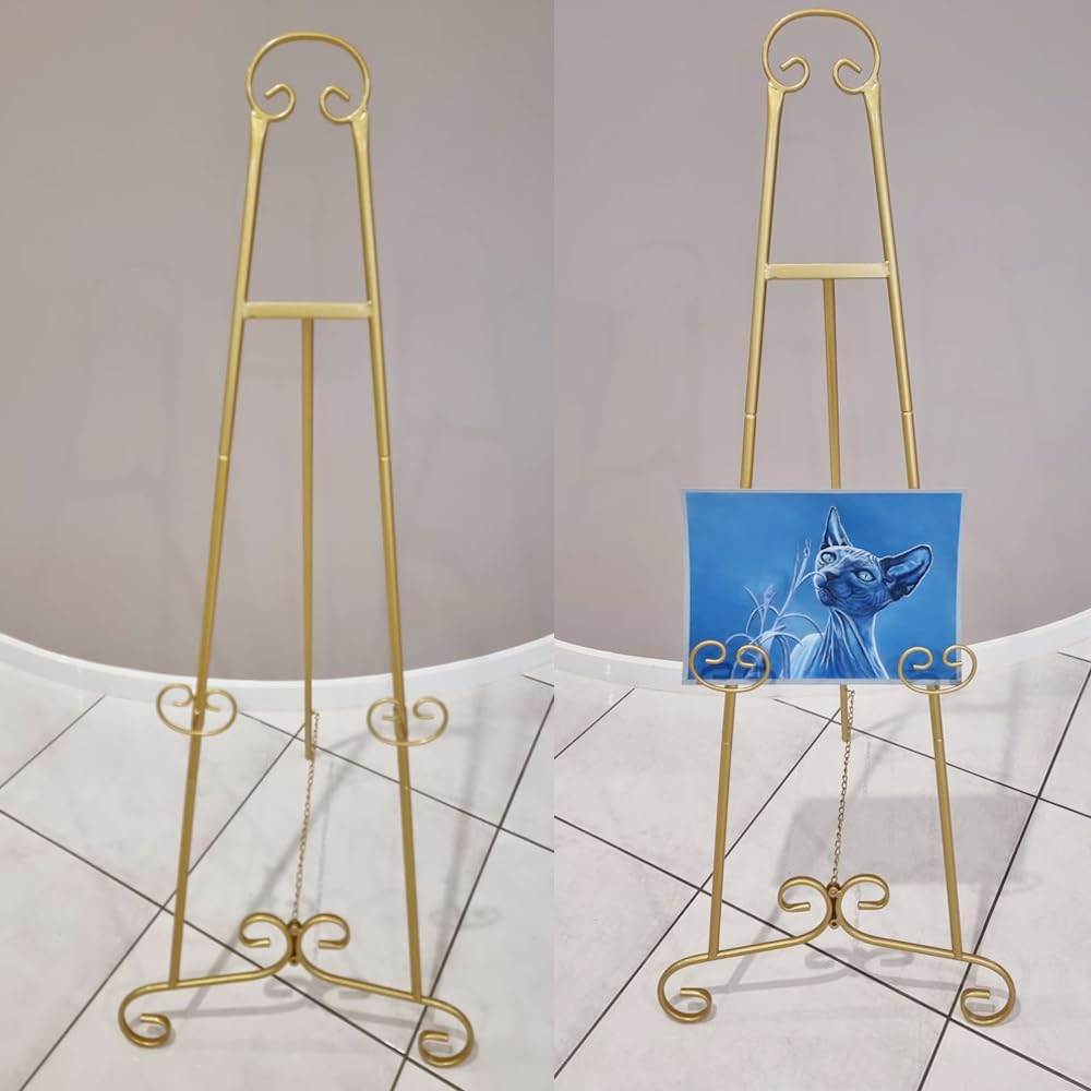 HyDsen Gold Decorative Accessories Adjustable Floor Easel Metal Display NEW