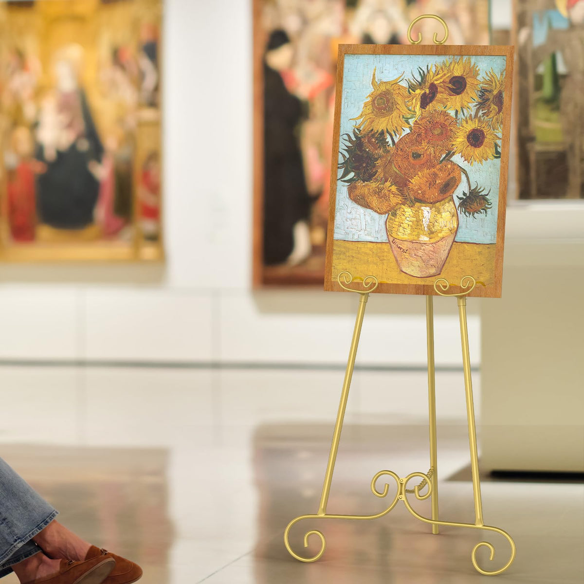 HyDsen Gold Decorative Accessories Adjustable Floor Easel Metal Display NEW