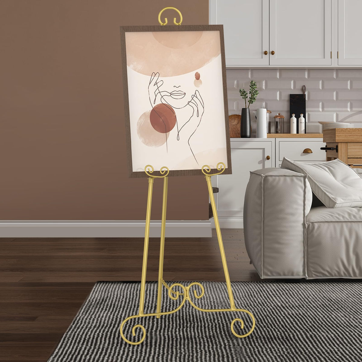 HyDsen Gold Decorative Accessories Adjustable Floor Easel Metal Display NEW