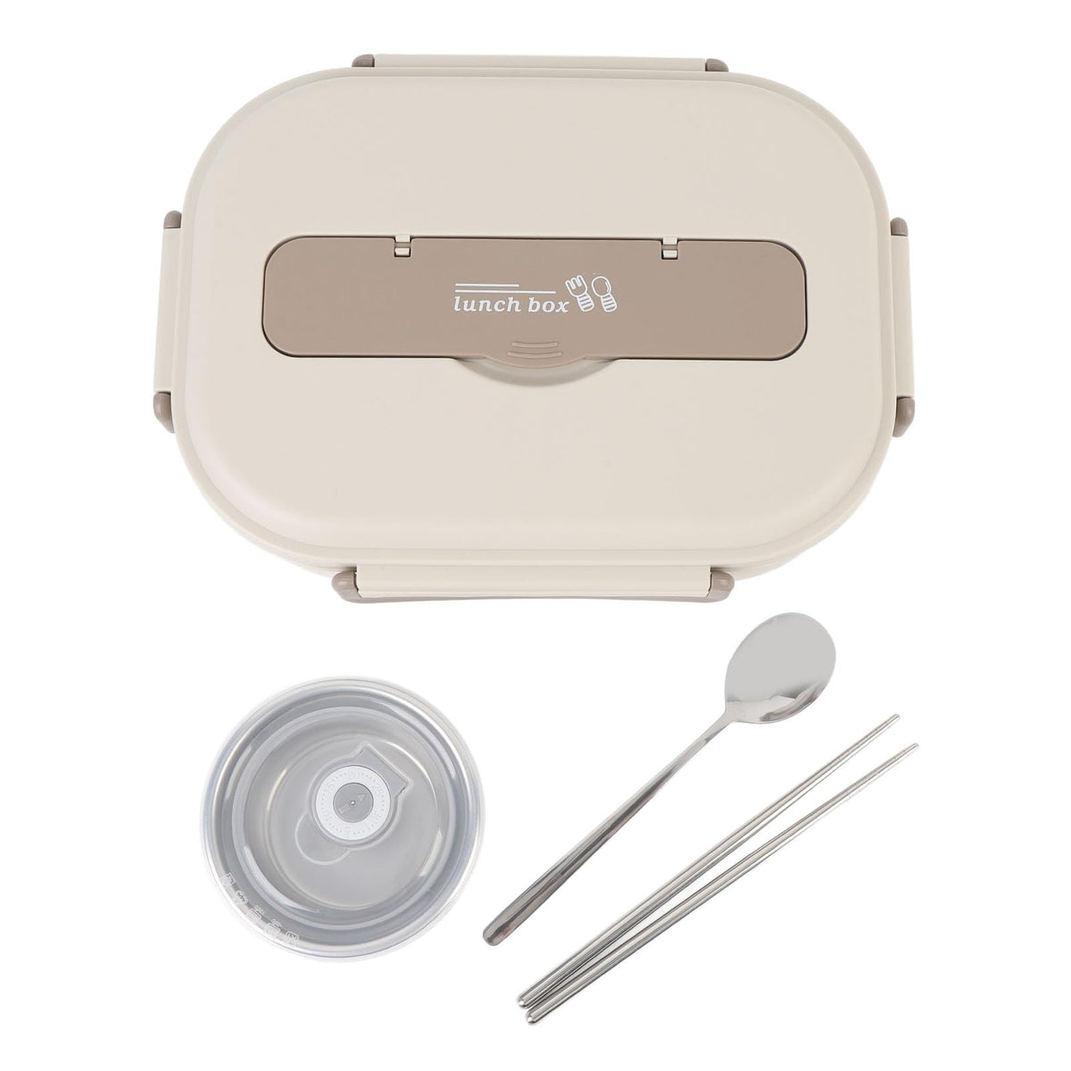 Luocute Stainless Steel Bento Box 1500ml Portable Lunch Container Beige NEW