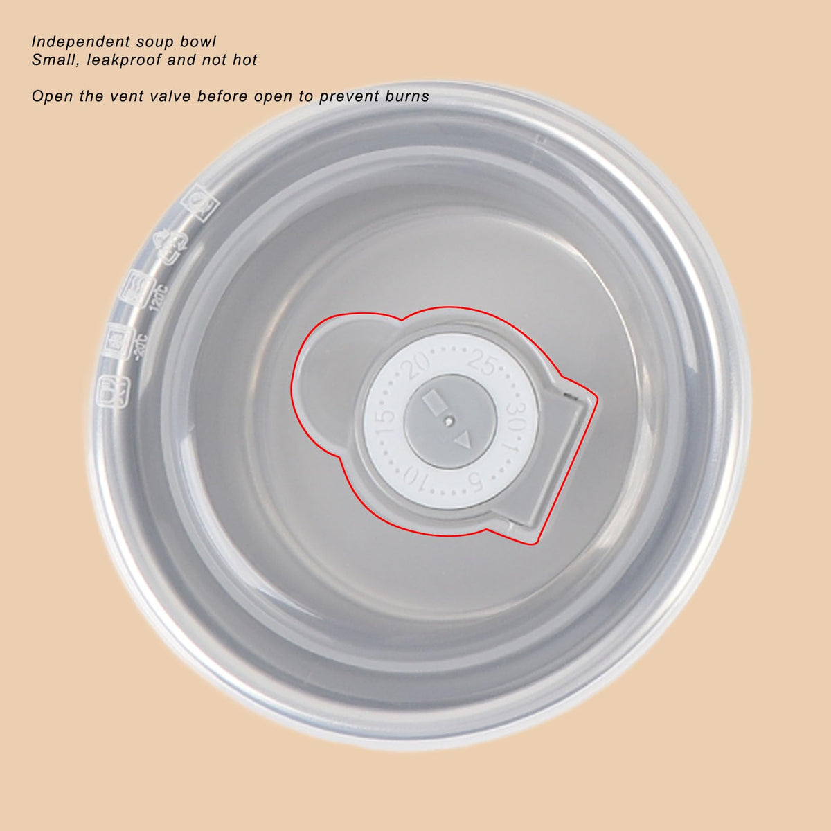 Luocute Stainless Steel Bento Box 1500ml Portable Lunch Container Beige NEW