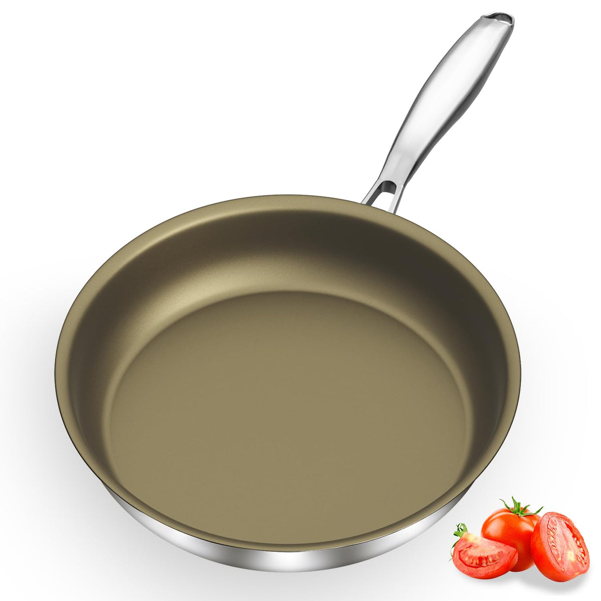 Abijan 28cm Non Stick Frying Pan Stainless Steel Skillet Brown DEMO