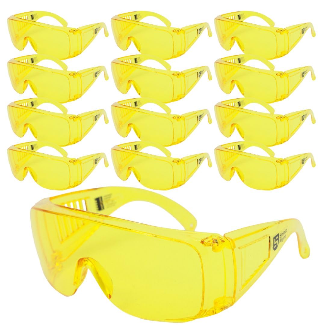 Shield Right Unisex Anti-Fog Safety Glasses Amber Lens 12 Pack Size One Size NEW