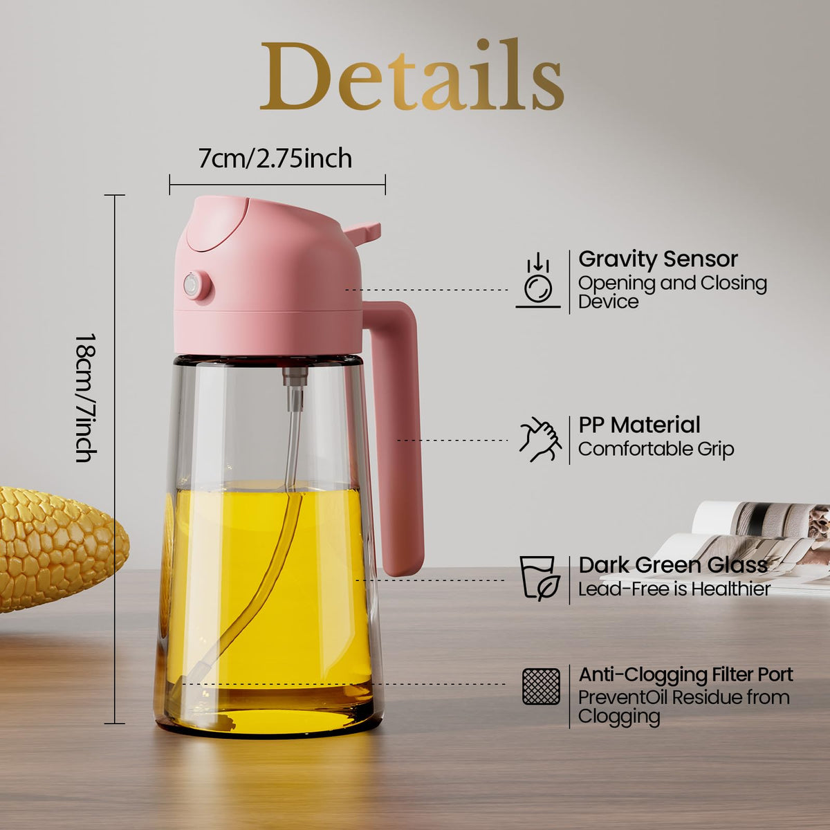 YARRAMATE 4 Oil Sprayers Piece Glass Oil Sprayer Set 16oz Kitchen Gadgets NEW