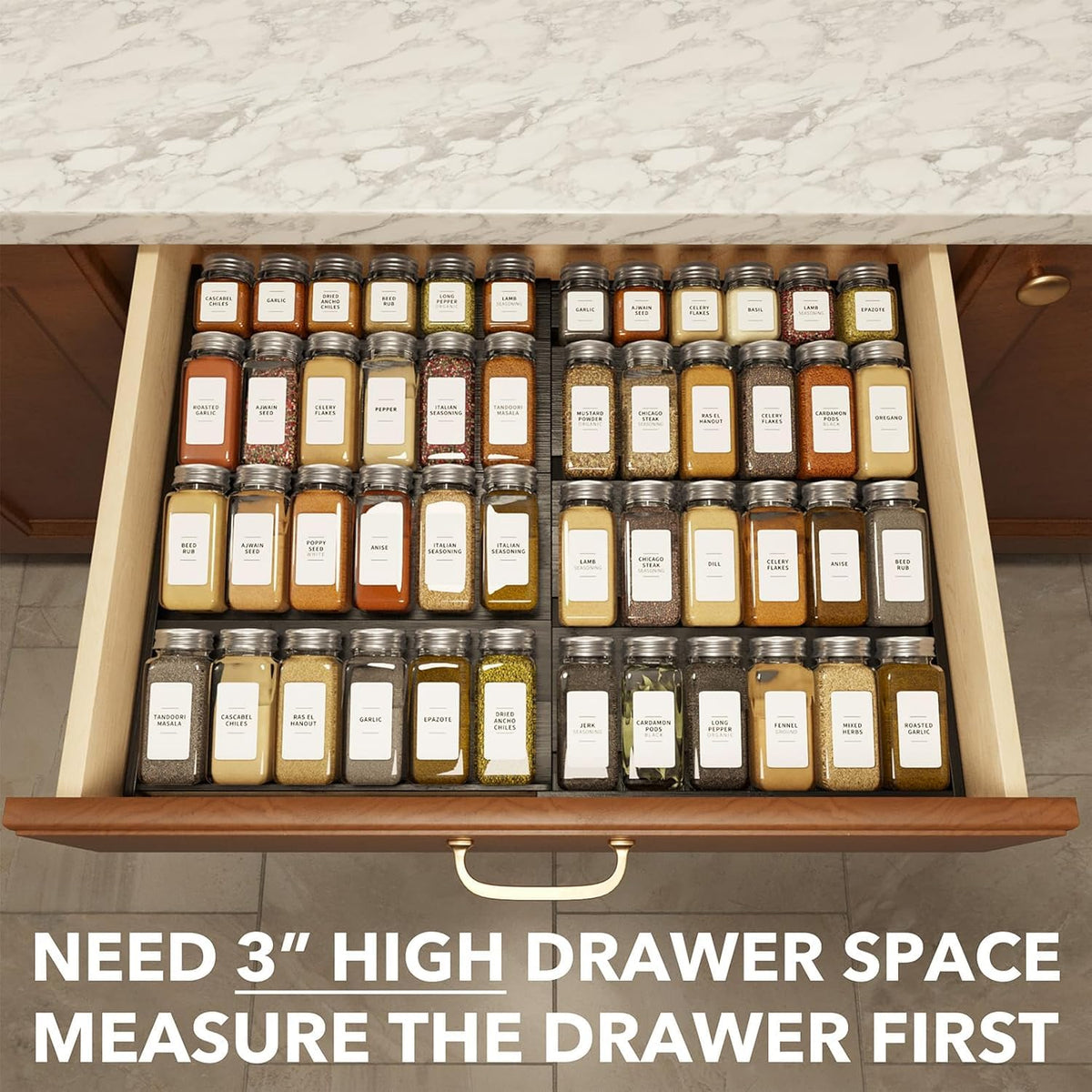 VATNUYOO Black Spice Drawer Organizer 4 Tier Expandable Kit NEW