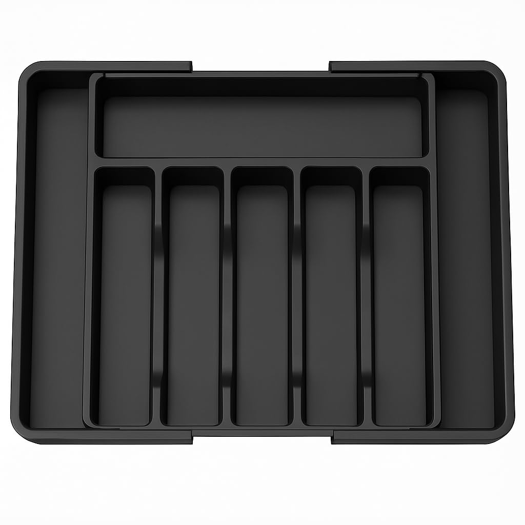 Expandable Cutlery Drawer Organizer Large Black Kitchen Storage Box NEW