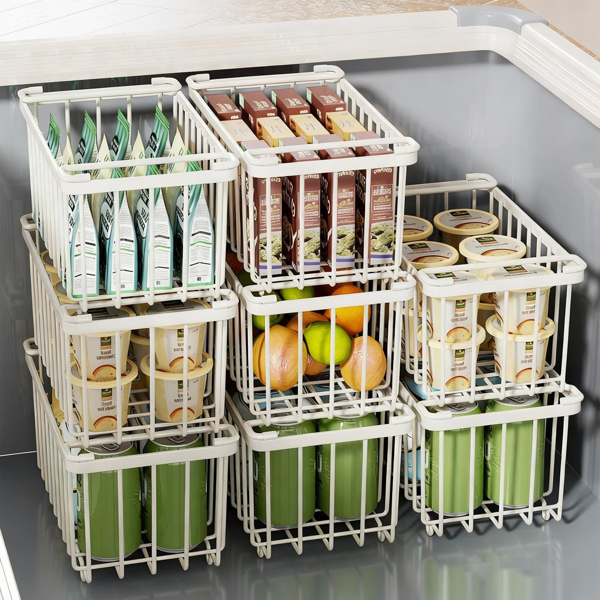 Aucbyao Freezer Organizer Bins 8 Pack Stackable White Deep Chest DEMO