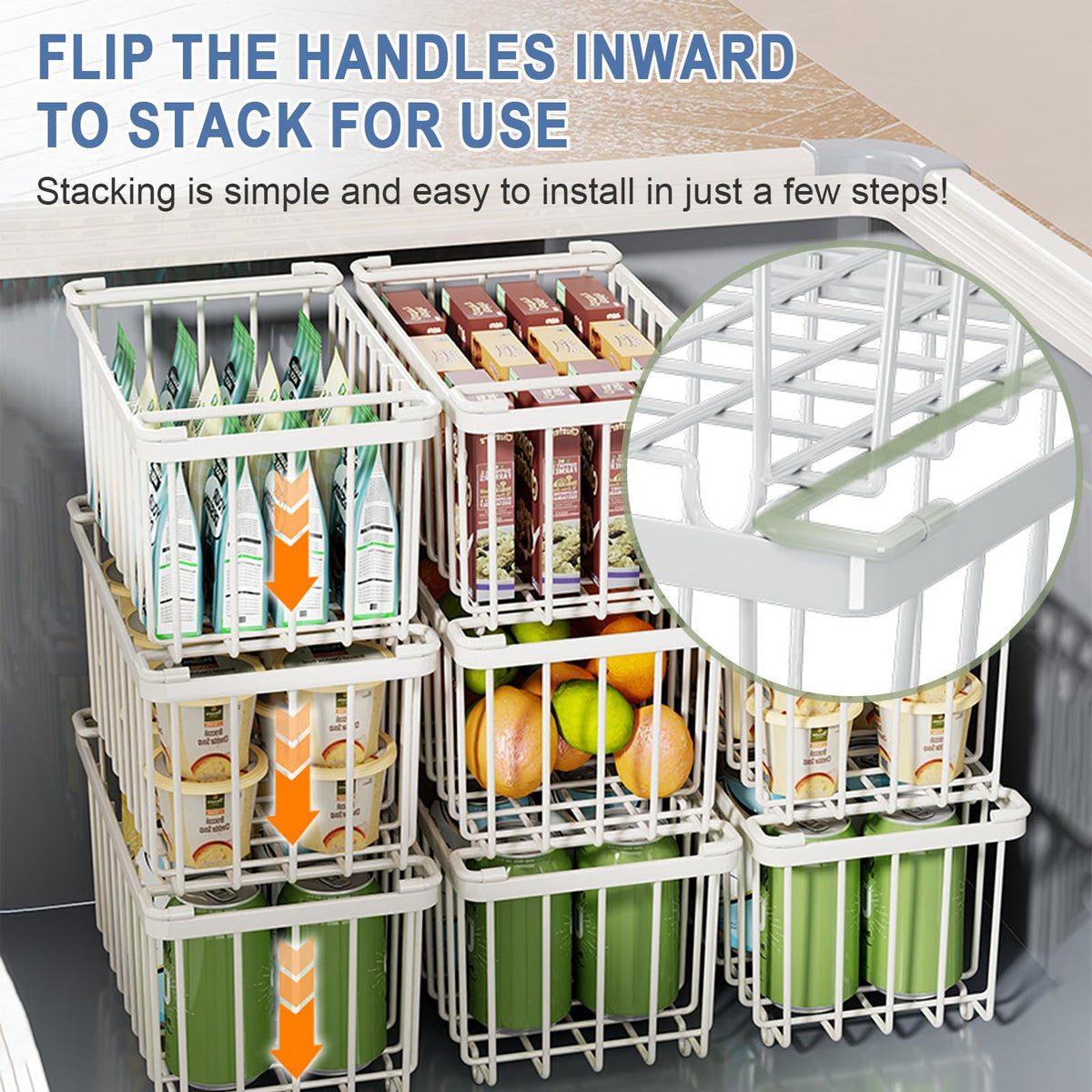 Aucbyao Freezer Organizer Bins 8 Pack Stackable White Deep Chest DEMO