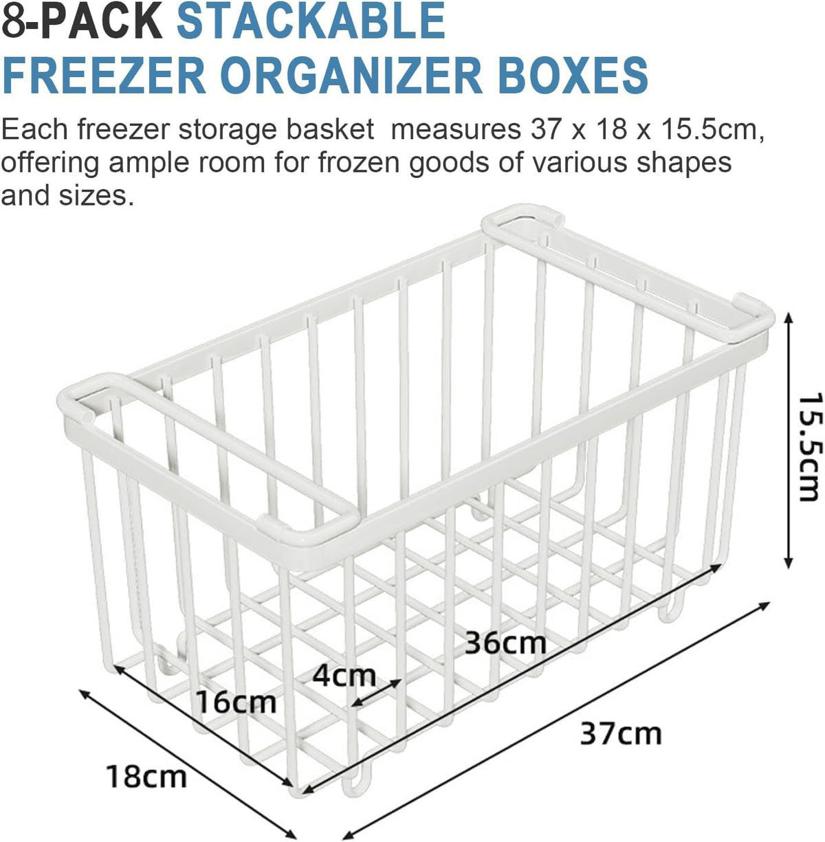 Aucbyao Freezer Organizer Bins 8 Pack Stackable White Deep Chest DEMO