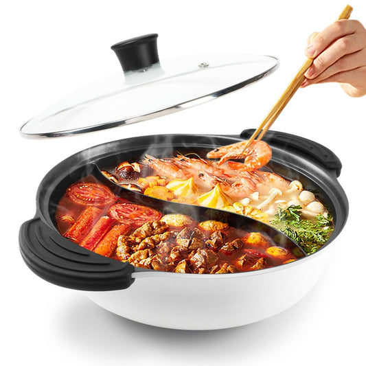 Kxuhivc 4.5L White Hot Pot with Divider Dual Sided Induction Size 4.5 Liters NEW