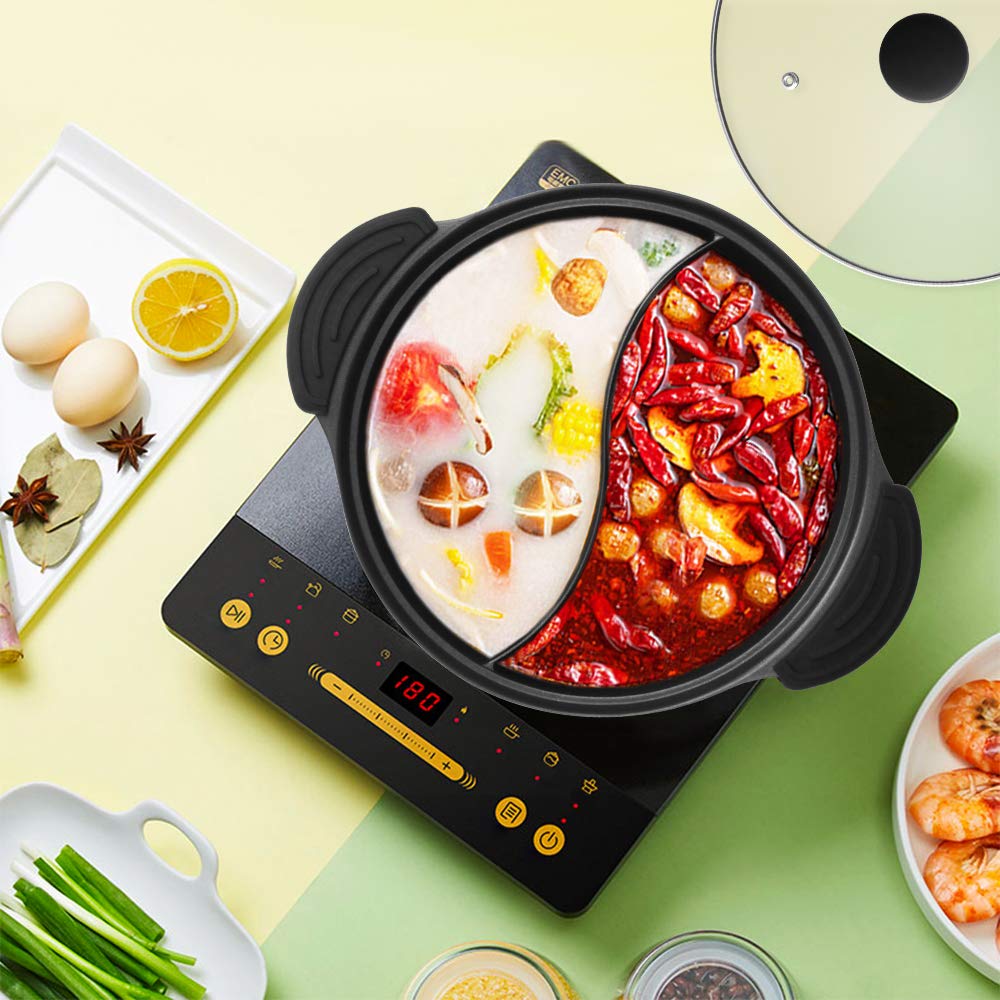 Kxuhivc 4.5L White Hot Pot with Divider Dual Sided Induction Size 4.5 Liters NEW