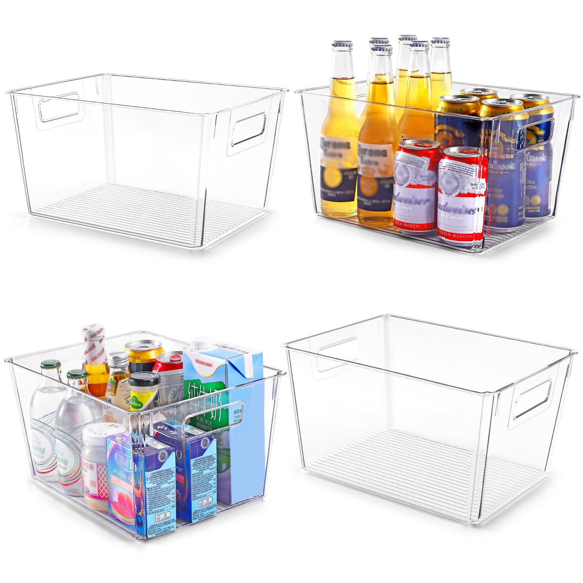 Feshory 4 Container Sets Pack Extra Large Clear Storage Containers Pantry NEW