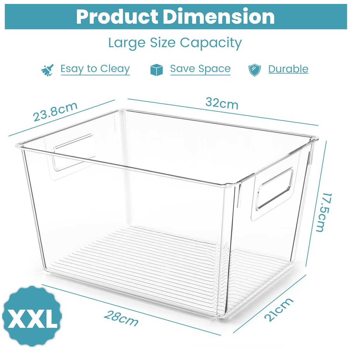Feshory 4 Container Sets Pack Extra Large Clear Storage Containers Pantry NEW