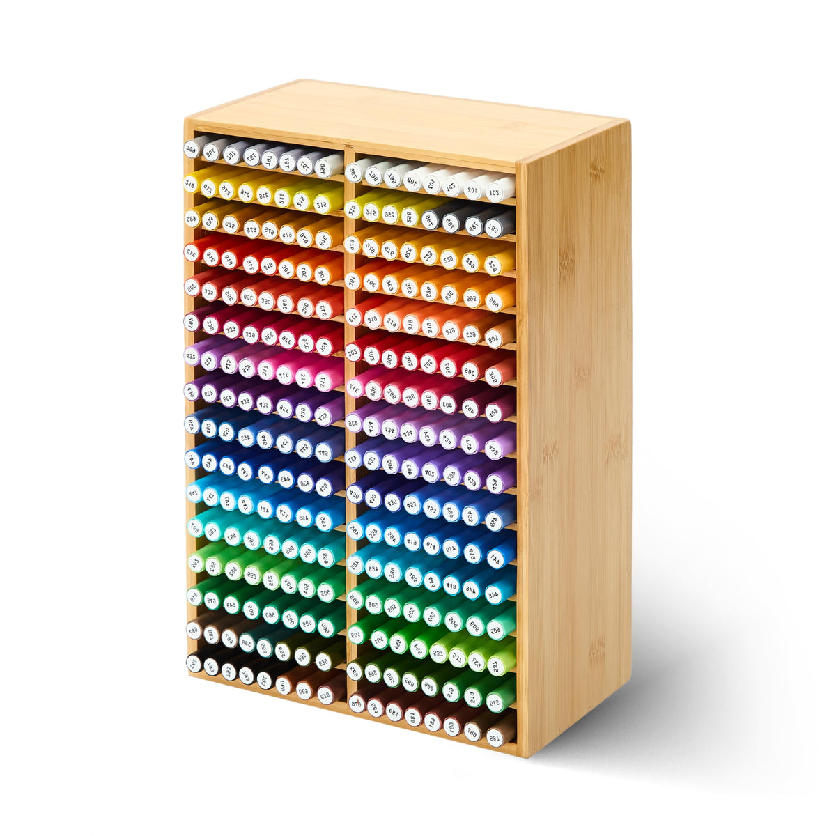 MEEDEN Bamboo Marker Organizer Natural Wood Storage Holds 126 Markers NEW