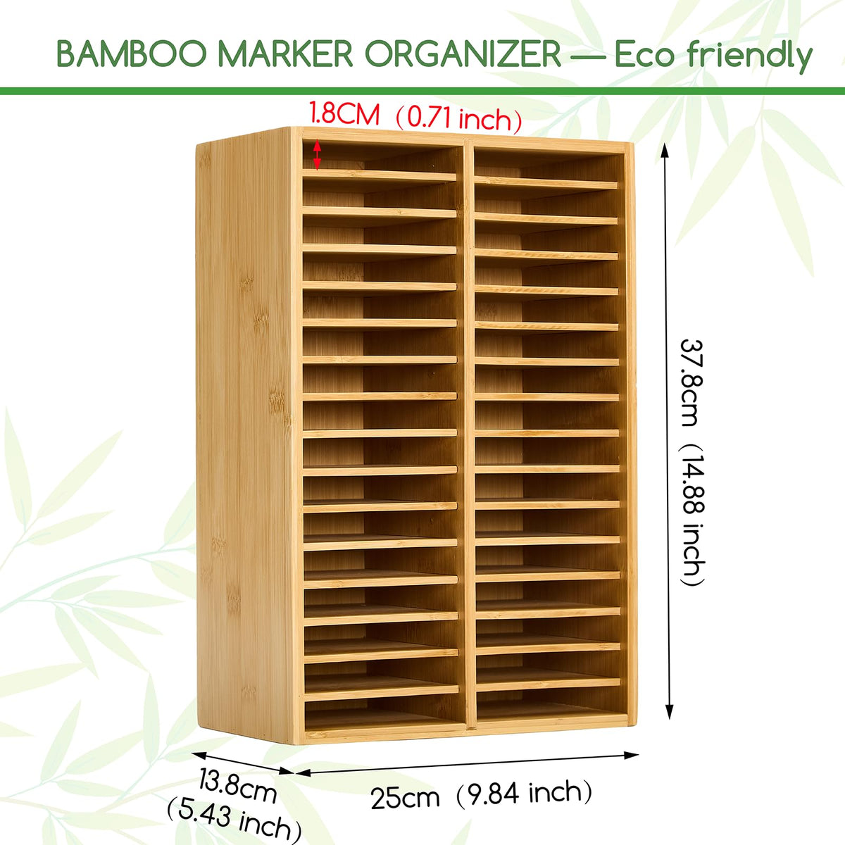 MEEDEN Bamboo Marker Organizer Natural Wood Storage Holds 126 Markers NEW