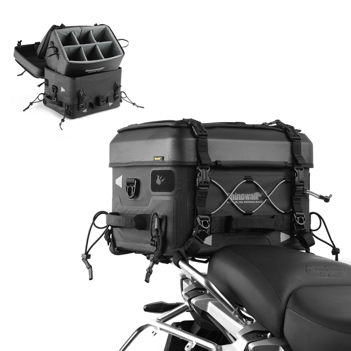 Rhinowalk MFT2301 36L Black Waterproof Motorcycle Saddle Bag Camera Storage NEW