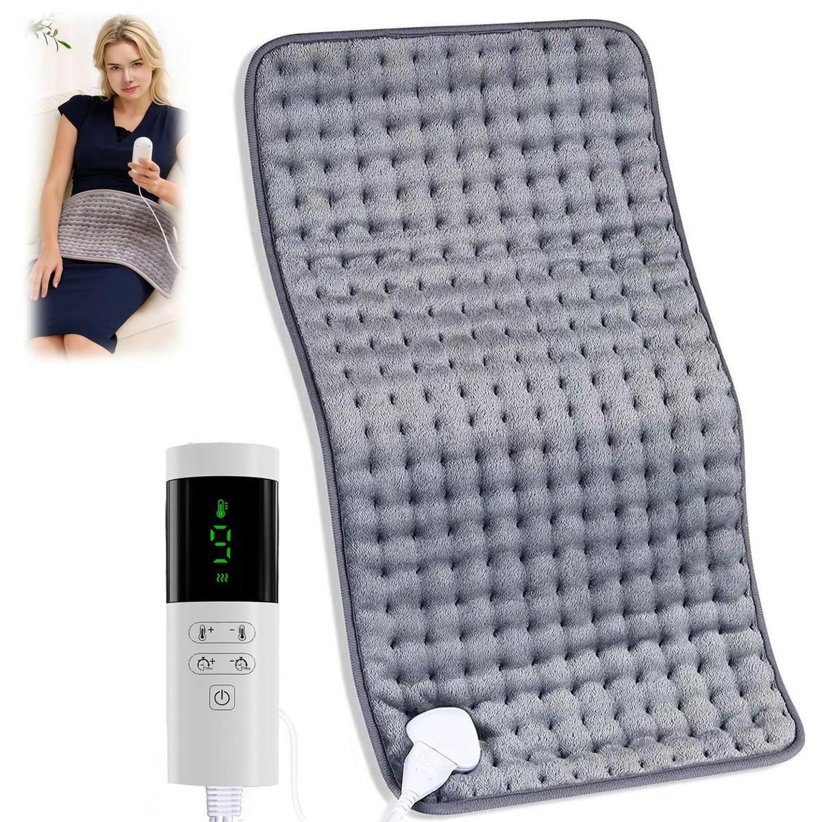 Xiwerhll Electric Heating Pad 84x43cm Fast Heat-Up Soothe Muscles Grey NEW