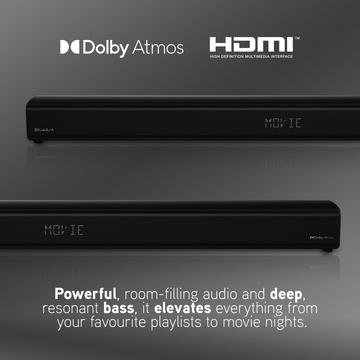 BlueAnt XT100 Black Soundbar Bluetooth HDMI ARC Dolby Atmos DEMO