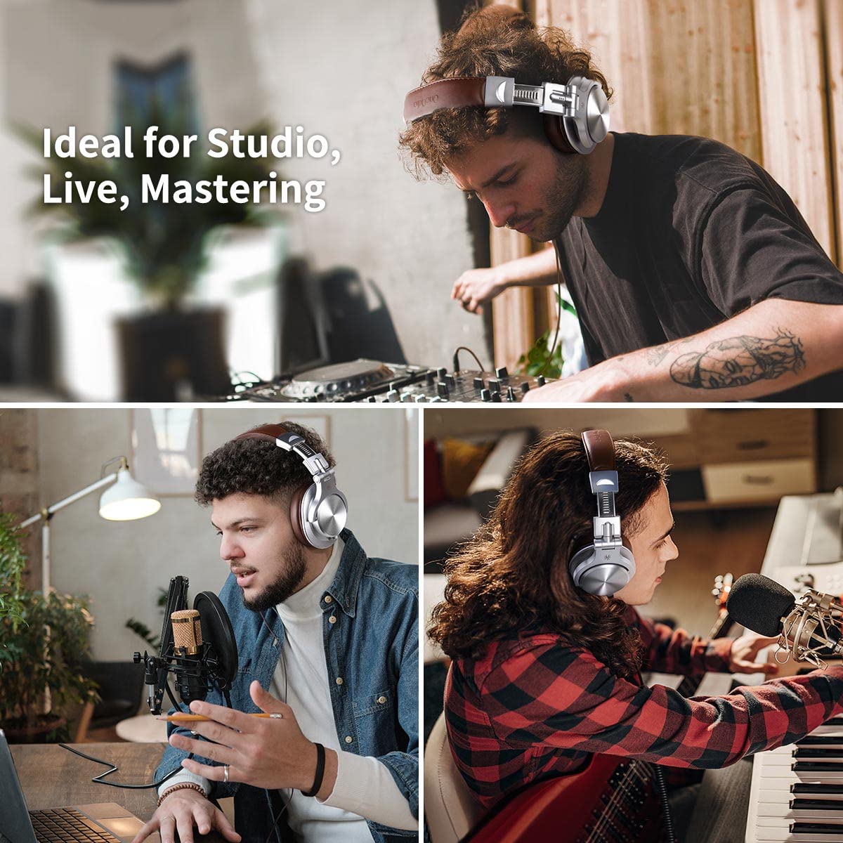 OneOdio A71 Hi-Res Studio Recording Over-Ear Headphones Silver & Brown DEMO