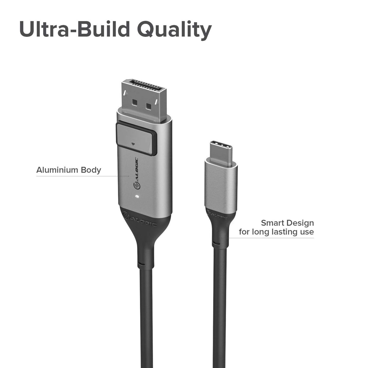 ALOGIC Ultra USB Cables USB-C to DisplayPort Cable 2M Space Grey | 4K NEW