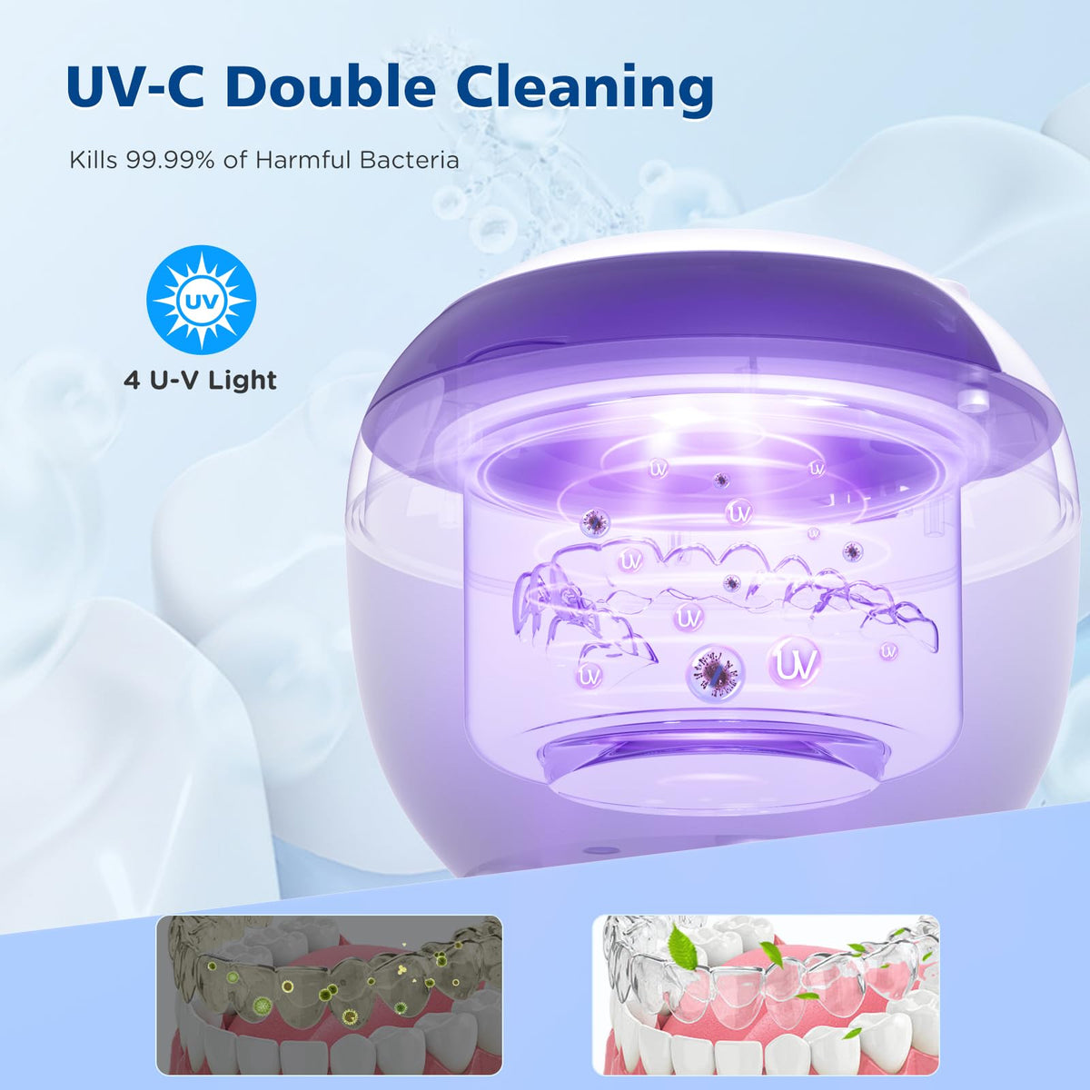 Aotuda 45kHz Ultrasonic Retainer Cleaner Machine 200ML Portable NEW