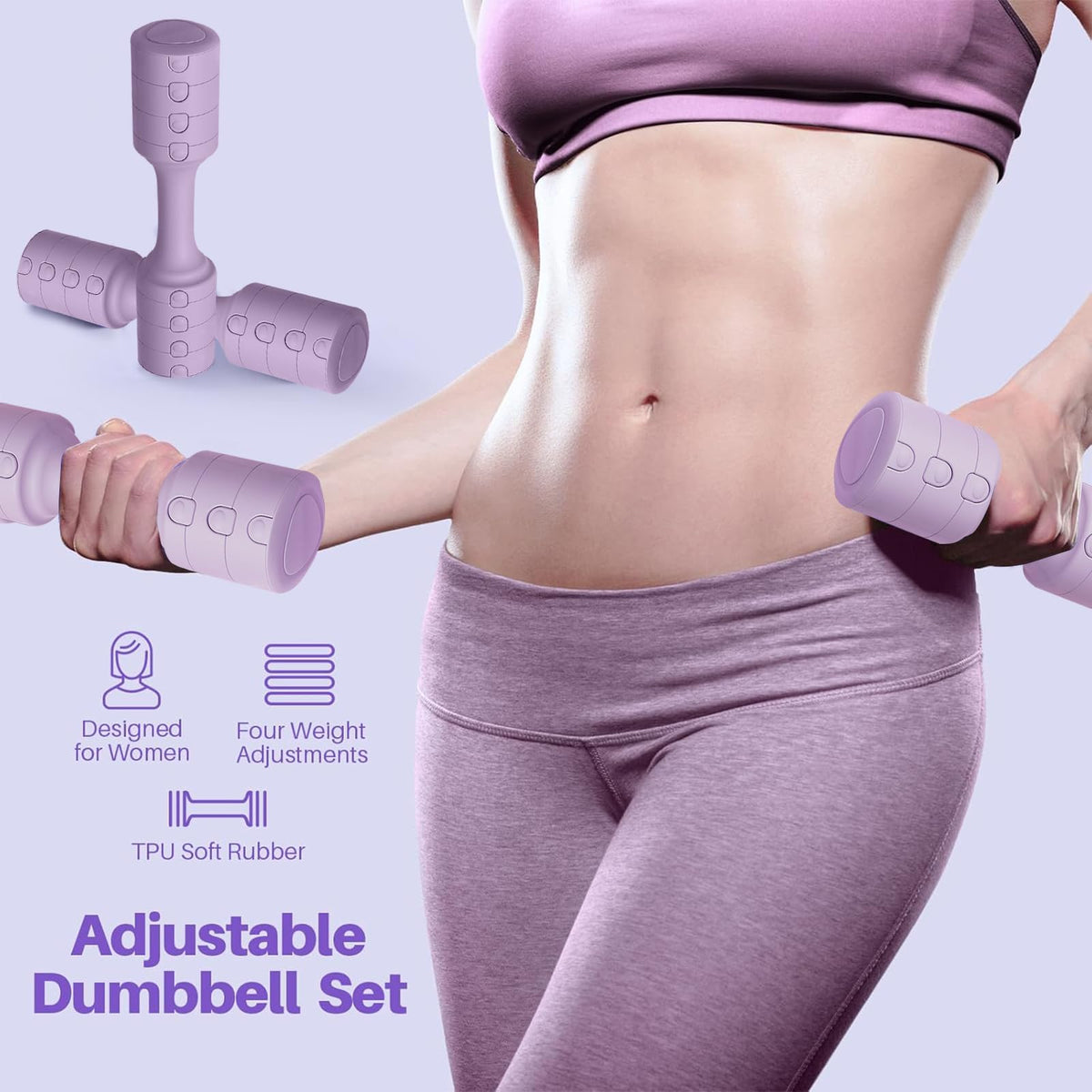 XIULIUU Adjustable Dumbbell Set Purple Free Weights Home Gym DEMO