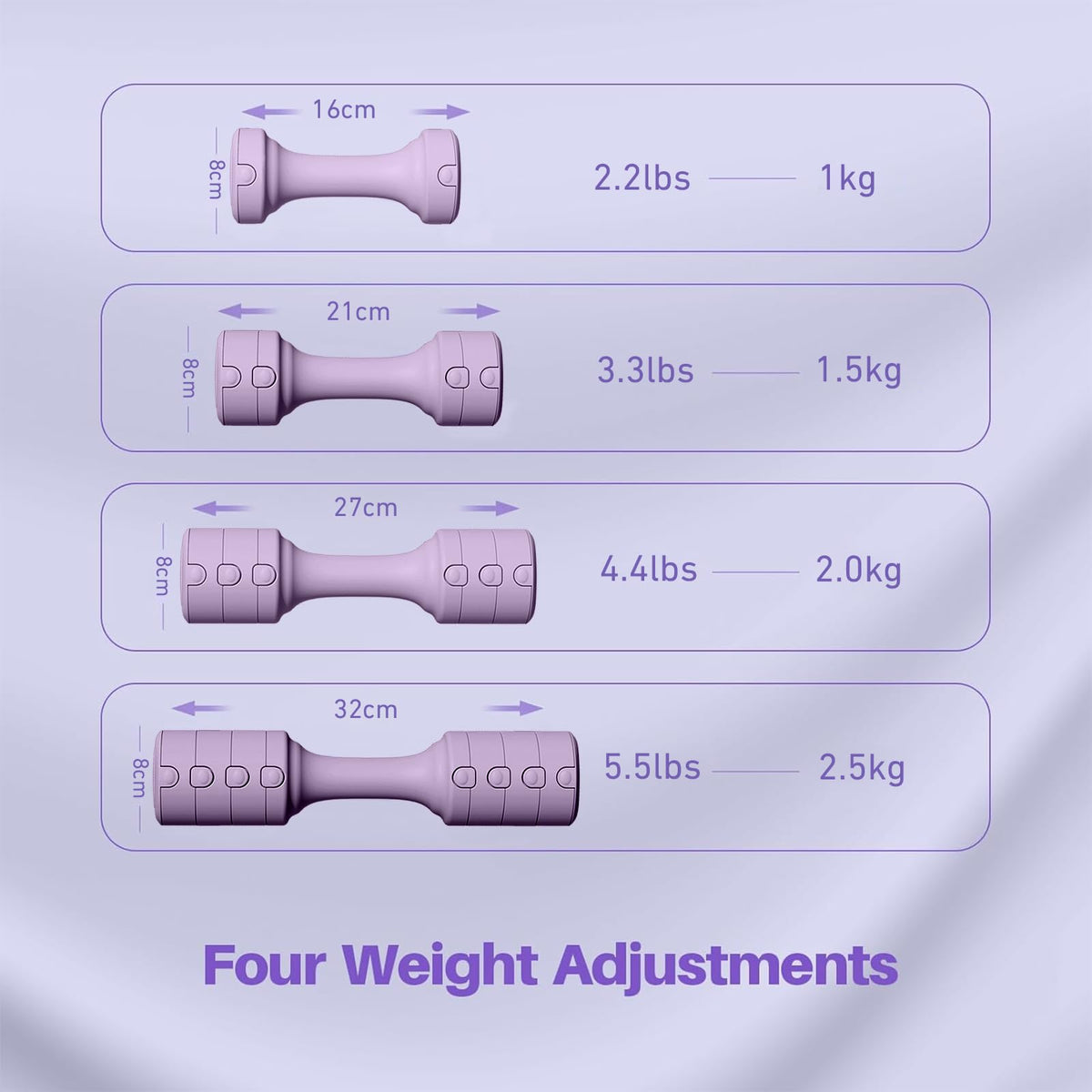 XIULIUU Adjustable Dumbbell Set Purple Free Weights Home Gym DEMO
