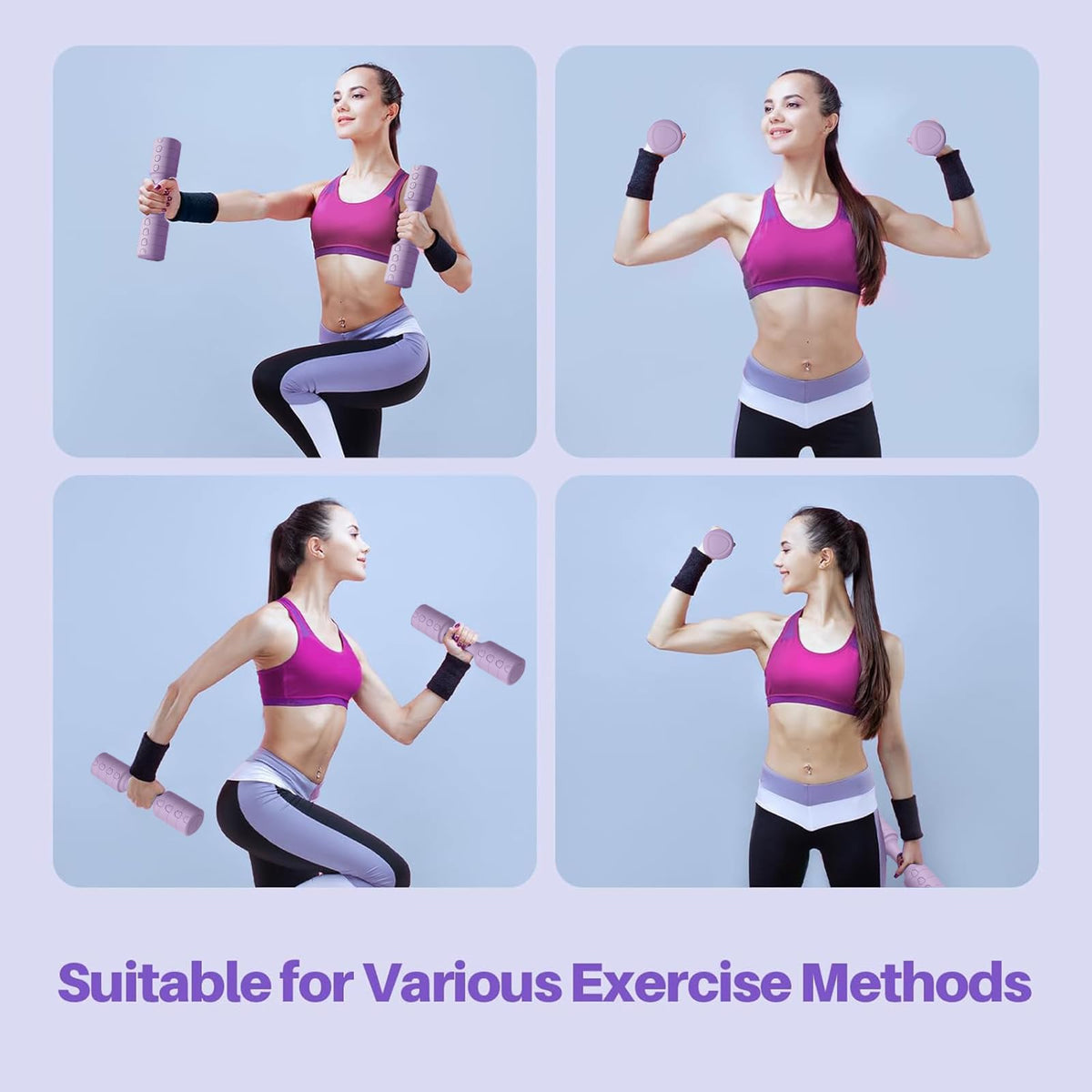 XIULIUU Adjustable Dumbbell Set Purple Free Weights Home Gym DEMO