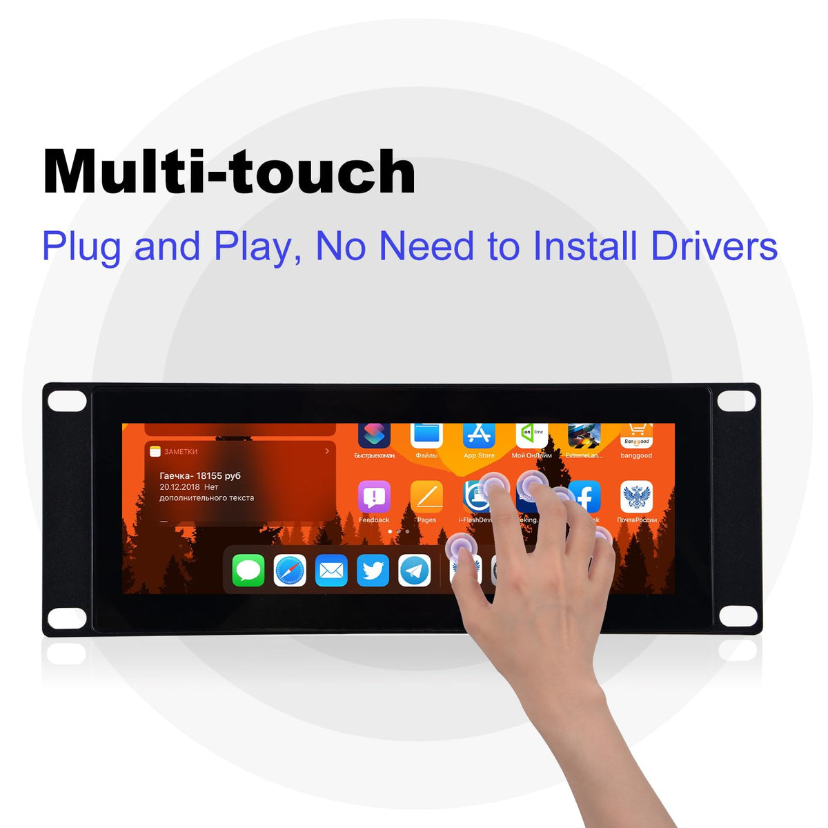 DeskPi 7.84 Inch LCD Touch Screen Rack Mount Monitor Black DEMO