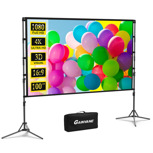 GAINVANE 100 Inch Portable Projection Screen with Stand 16:9 DEMO