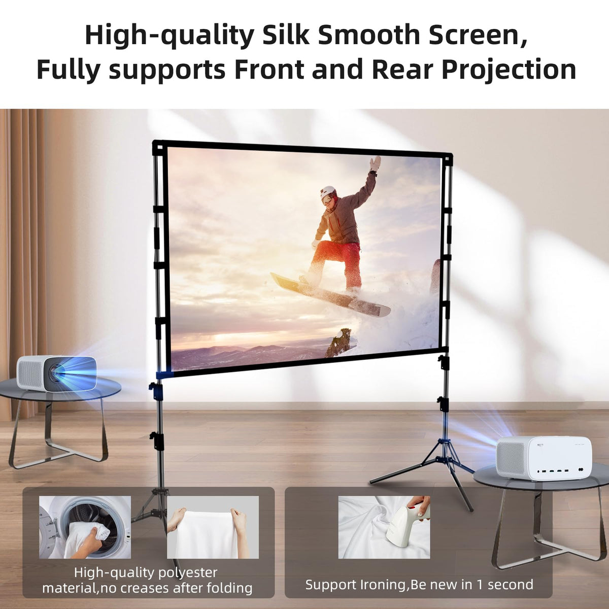 GAINVANE 100 Inch Portable Projection Screen with Stand 16:9 DEMO