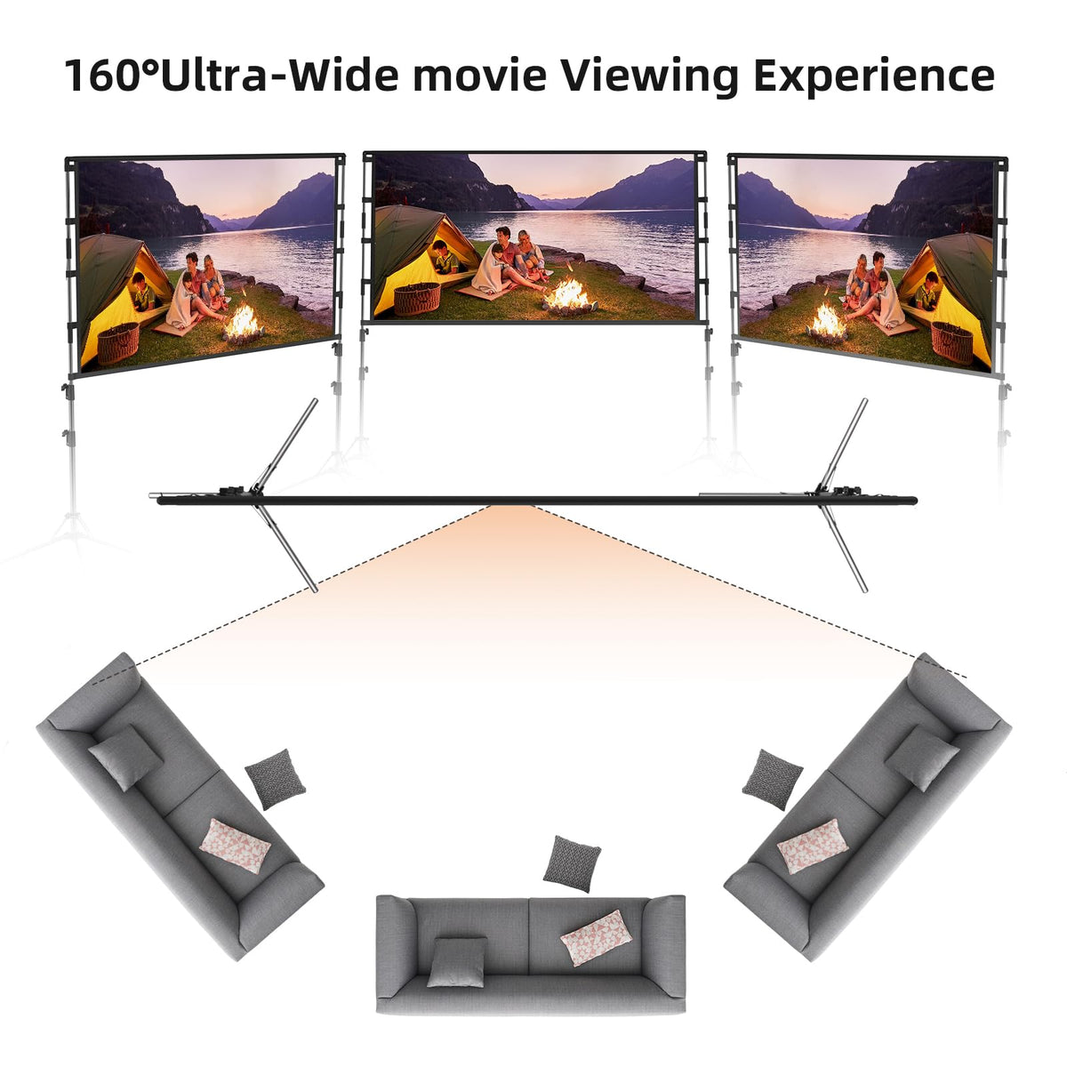 GAINVANE 100 Inch Portable Projection Screen with Stand 16:9 DEMO