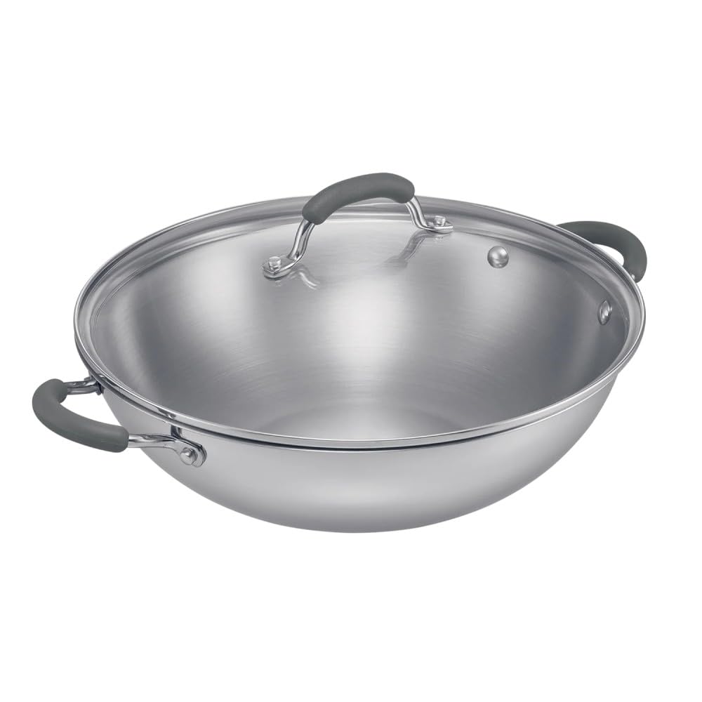 RACO Stainless Frying Pans Steel Induction Wok with Glass Lid - Silver DEMO