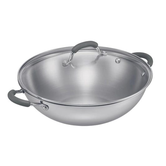 RACO Stainless Frying Pans Steel Induction Wok with Glass Lid - Silver DEMO