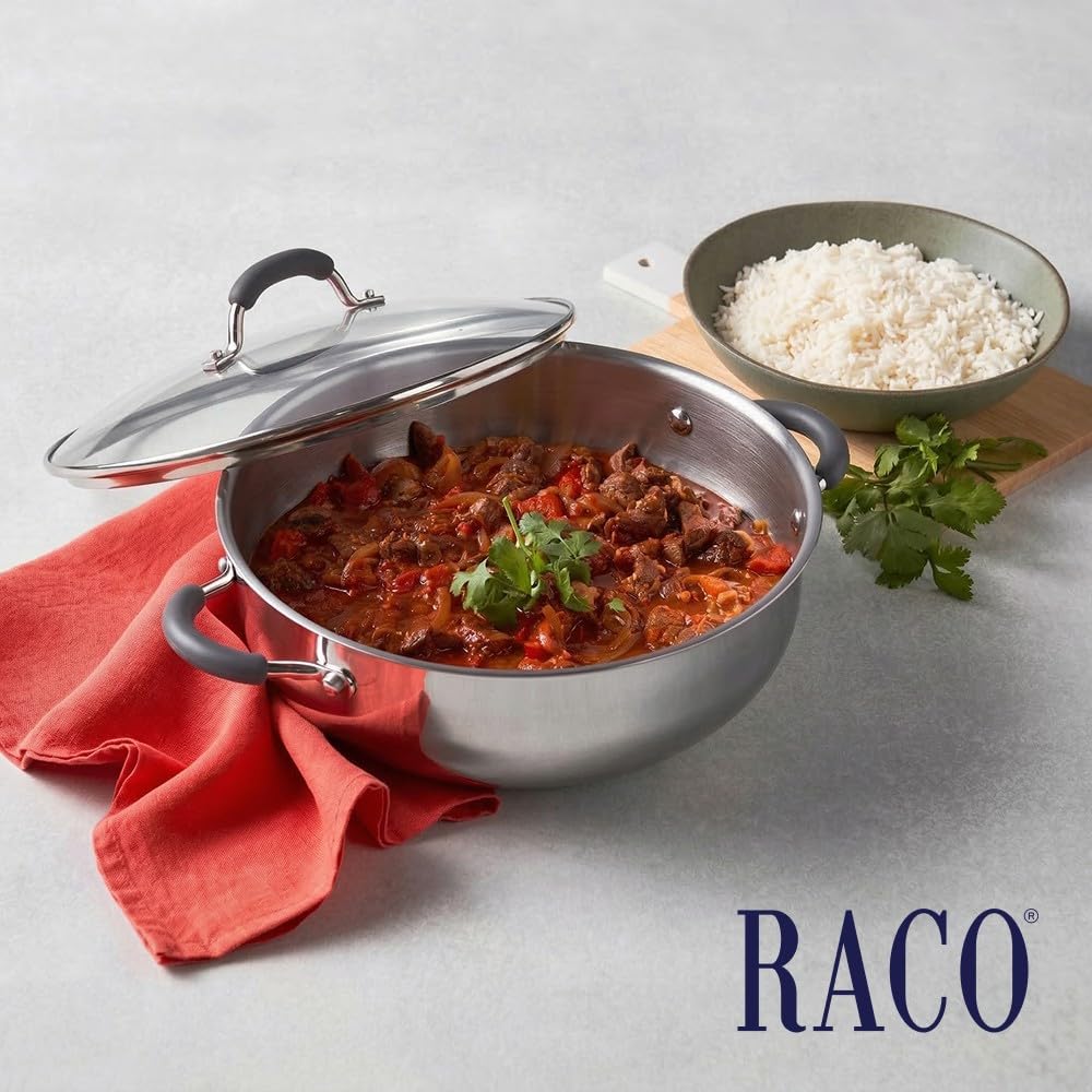 RACO Stainless Frying Pans Steel Induction Wok with Glass Lid - Silver DEMO