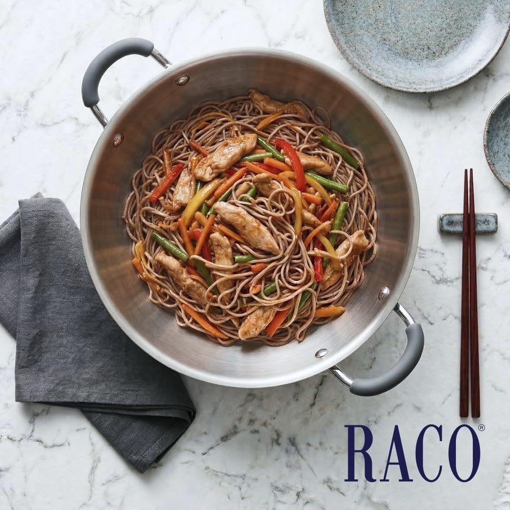 RACO Stainless Frying Pans Steel Induction Wok with Glass Lid - Silver DEMO