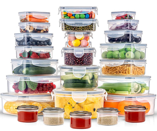 KUMD Large Container Sets Clear Plastic Food Storage Containers with Lids DEMO