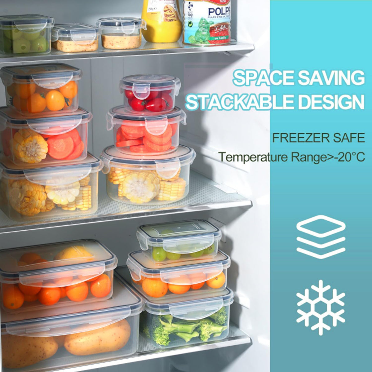 KUMD Large Container Sets Clear Plastic Food Storage Containers with Lids DEMO