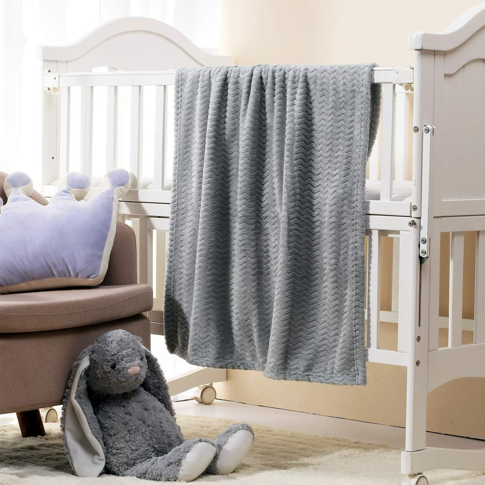 CREVENT Cozy Blankets Fluffy Warm Fleece Baby Crib Blanket Grey Size 30x40 NEW