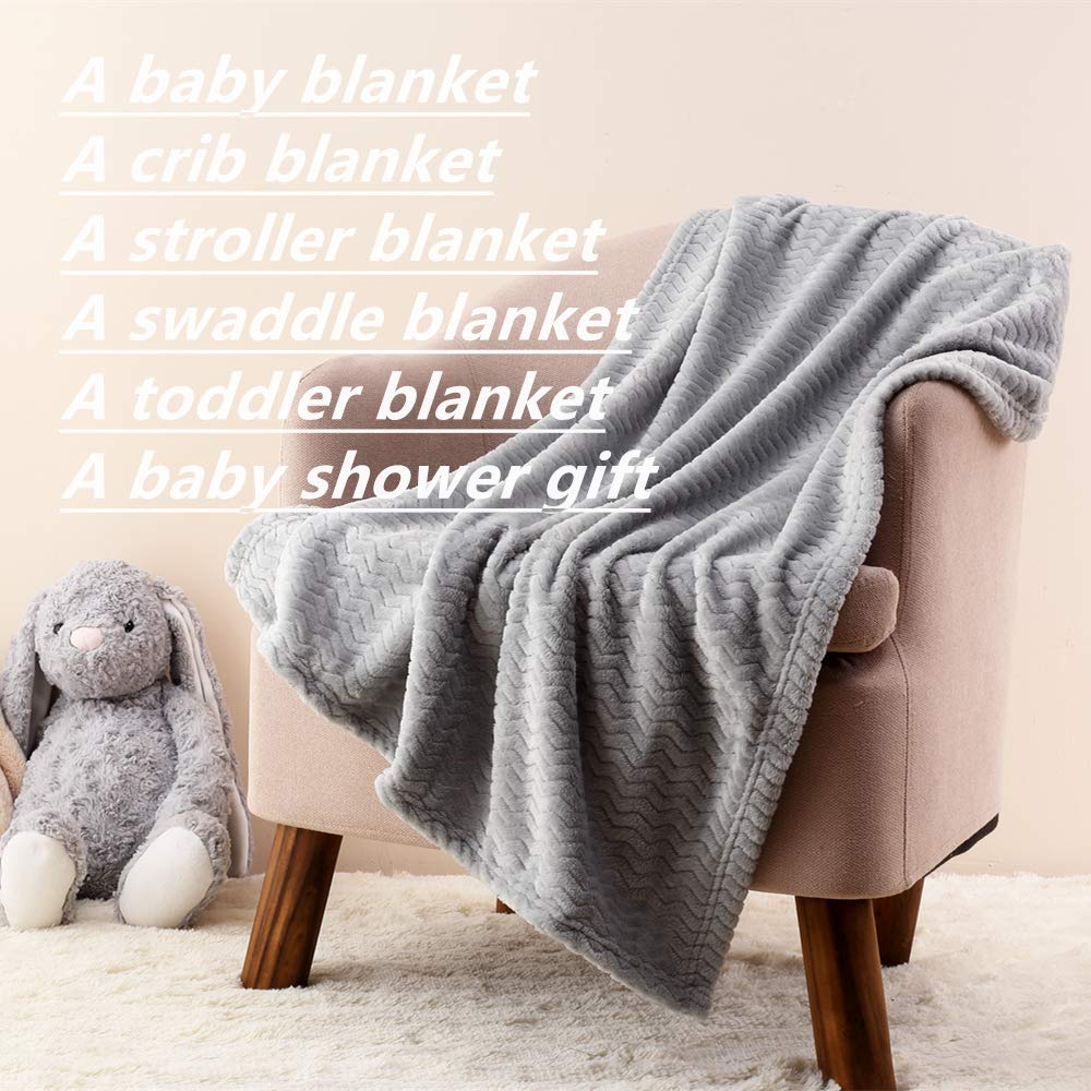 CREVENT Cozy Blankets Fluffy Warm Fleece Baby Crib Blanket Grey Size 30x40 NEW